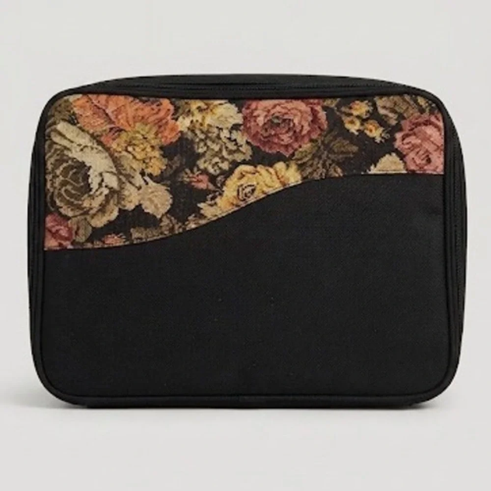 Vintage Floral Tapestry Canvas Travel Case Organizer Laptop Bag Rose Portfolio